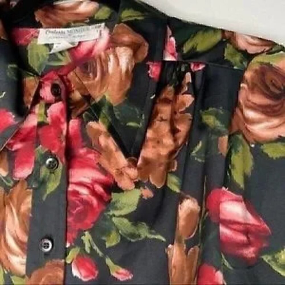 Vintage Contessa Monique Floral Button Front Blouse | 12 | by Florence Alper - Picture 4 of 6